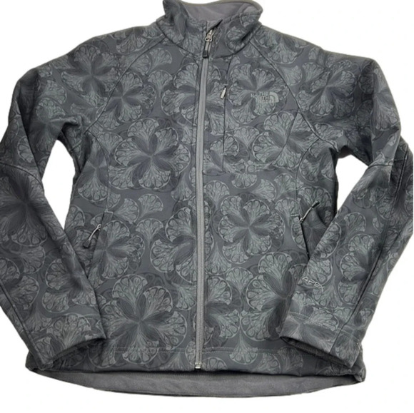 The North Face TNF Apex Charcoal Grey Floral Waterproof Full Zip Jacket Coat - Picture 1 of 9